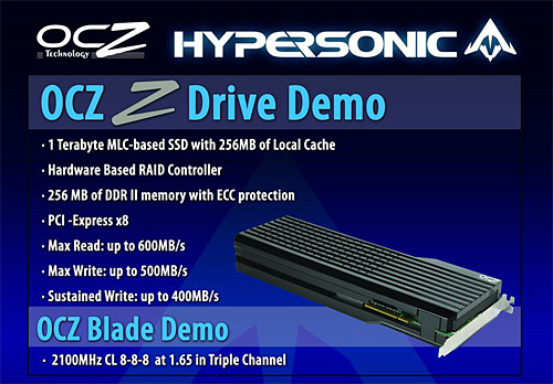 画像集#003のサムネイル/OCZ,容量1TB,読み出し速度最大600MB/sのPCIe x8接続MLC SSDをCeBIT 2009で公開
