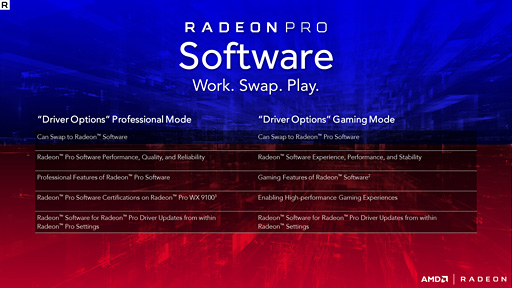 画像集 No.002のサムネイル画像 / AMD，ワークステーションGPU用ドライバ「17.10」公開。ゲームでフル性能を発揮できる「Gaming Mode」が利用可能に