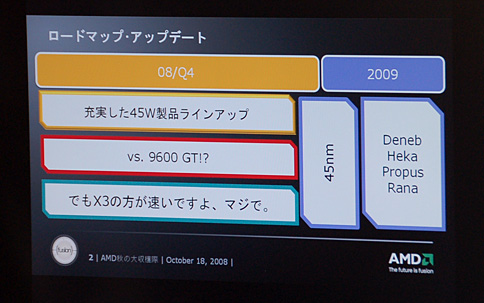 画像集#002のサムネイル/Denebは2009年。AMD，秋葉原のイベントで45nm移行スケジュールを明らかに