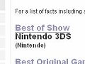 Best of E3 Awards,最優秀賞はニンテンドー3DS。Bethesda Softworksの「Rage」は最多の三冠を獲得