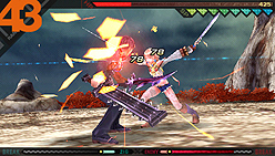 画像集#005のサムネイル/レンの奥義「金色冠」をスクリーンショットでチェック! カプコン,PSP用RPG「LAST RANKER」の主人公ジグとヒロイン レンとの対決シーンを公開