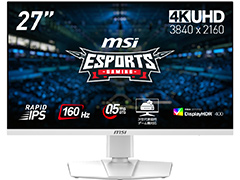 ホワイトボディの27型ゲーマー向けディスプレイがMSIから。4K,1440p,フルHDの3製品をラインナップ