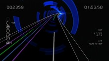 画像集#008のサムネイル/Wiiウェア「ライトストリーム」の配信が本日スタート。闇に浮かぶ7色のラインがゴールを目指して疾走するレースゲーム
