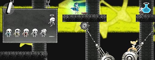 画像集#025のサムネイル/「Dokuro」,体験版第2弾「ステージ2」が本日配信。テケテケ動く可愛い主人公と一緒に,手強さを増す骨太ギミックに挑戦しよう