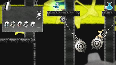 画像集#005のサムネイル/「Dokuro」,セーブデータが引き継げる体験版の最終章が本日配信。「魔界の厨房」がモチーフのステージ3には「赤チョーク」で火をつけるギミックが登場