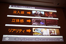 画像集#017のサムネイル/［CEDEC 2012］“ゲーム会社だから，CC2だからできること”とは。セッション「『ドットハック セカイの向こうに』 ゲーム会社が作る3D立体映像」レポート