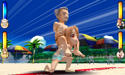 画像集#016のサムネイル/3DS用ダウンロードソフト「おきらくビーチバレー3D」が8月8日配信。「おきらく家族」が常夏のビーチで最強を目指す