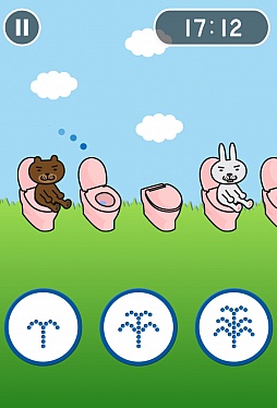 画像集#004のサムネイル/温水洗浄便座で水のリレー。スマートフォン向けアクション「とばせ！噴水トイレ」を紹介する「（ほぼ）日刊スマホゲーム通信」第240回