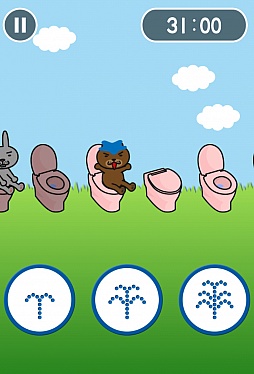 画像集#005のサムネイル/温水洗浄便座で水のリレー。スマートフォン向けアクション「とばせ！噴水トイレ」を紹介する「（ほぼ）日刊スマホゲーム通信」第240回