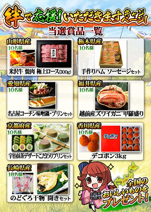 画像集#002のサムネイル/「戦国炎舞」，7府県の特産品が抽選で当たるログインキャンペーンを3月19日まで実施
