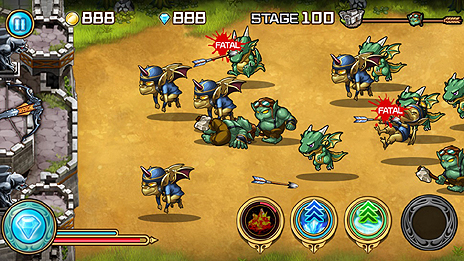 画像集#003のサムネイル/シリコンスタジオがスマホ向け新作アプリ「Dragon Defense」を発表。矢の連射と強力な魔法で城を守る“ディフェンスシューティング”ゲーム