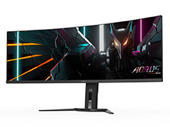 27型を横に2台並べたウルトラワイド量子ドット有機EL搭載ゲーマー向けディスプレイがGIGABYTEから