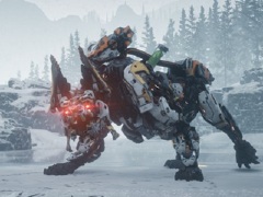 「Horizon Zero Dawn」の拡張コンテンツ「凍てついた大地」に,新たな敵「スコーチャー」が登場。騎乗状態でアイテムを入手できるスキルも追加