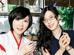 「GOD WARS 〜時をこえて〜」発売記念企画! アオメ役の原 由実さんとタクティクスRPG好きの結さんに,“和”つながりでキツネの飴細工に挑戦してもらった