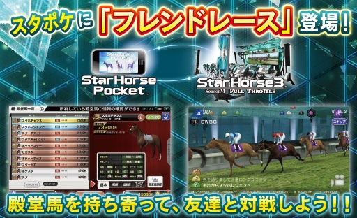 画像集 No.001のサムネイル画像 / 「StarHorsePocket」，新機能“フレンドレース”が実装。アーケードとのレース連動も