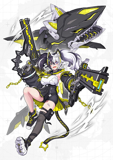 画像集 No.003のサムネイル画像 / 「#コンパス」，新オリジナルヒーロー「クー・シー」（CV：井澤詩織）を実装。猫耳が付いた機械のサメとともに戦う少女