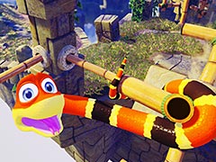ヘビの「ニョロニョロとした動き」を駆使するアクションゲーム「スネークパス」(PS4/Switch)の配信が本日スタート。2週間は10%オフ