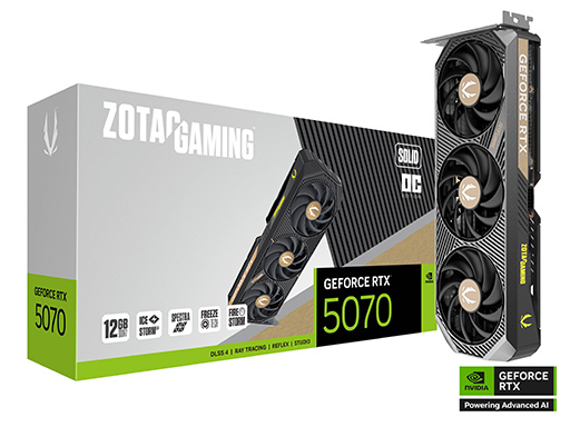 画像集 No.002のサムネイル画像 / ZOTACからGeForce RTX 5070搭載カード2製品が発売。約305mmの大型クーラー搭載モデル