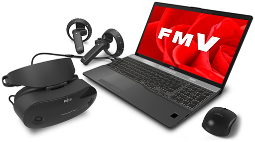 画像集 No.002のサムネイル画像 / 富士通,Windows MR対応VR HMDとノートPCのセットモデルを12月に発売。VR HMD単体は税込5万円台後半で購入可能に