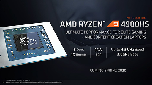 画像集#004のサムネイル/AMD,ゲームノートPC向けAPU「Ryzen 9 4900H」を発表。最大4.4GHz駆動で,iGPUは8CU仕様に