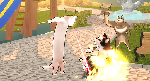 画像集#003のサムネイル/いざという時は目からビームも。「Fight of Animals」，だるんと伸びた胴を持つ新動物「スレンダーキャット」が本日実装