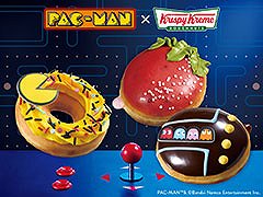 「パックマン」とクリスピー・クリーム・ドーナツがコラボ。ゲームをイメージした特別なドーナツ3種を5月14日より発売