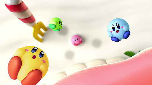 画像集#003のサムネイル/Switch「カービィのグルメフェス」発表。最大4人のカービィ達が食べたイチゴの量を競い合う対戦アクションゲームで,2022年夏配信開始