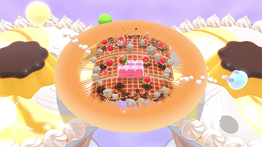 画像集#010のサムネイル/Switch「カービィのグルメフェス」発表。最大4人のカービィ達が食べたイチゴの量を競い合う対戦アクションゲームで,2022年夏配信開始