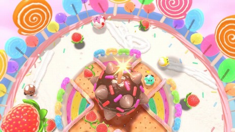 画像集#024のサムネイル/「カービィのグルメフェス」3つのゲームで食べたイチゴの量を競う“グルメグランプリ”や最大4人で遊べるマルチプレイの情報を公開
