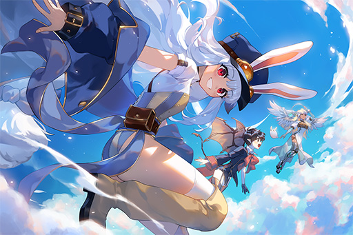 画像集 No.002のサムネイル画像 / 弾幕系横スクロールアクション「TEVI」のPC版，Switch版が本日発売。ウサ耳の少女を操り，場面に適した弾幕を使ってコンボの維持を目指す