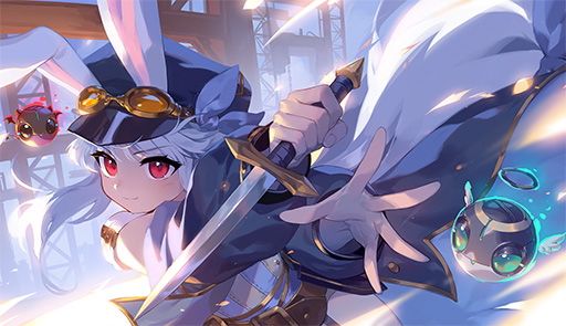 画像集 No.005のサムネイル画像 / 弾幕系横スクロールアクション「TEVI」のPC版，Switch版が本日発売。ウサ耳の少女を操り，場面に適した弾幕を使ってコンボの維持を目指す