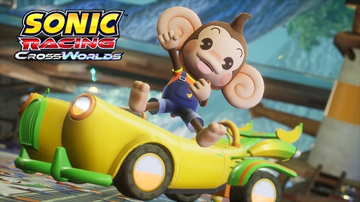 画像ギャラリー No.002のサムネイル画像 / 「ソニックレーシング クロスワールド」×「スーパーモンキーボール」コラボを実施。レーサーのアイアイや,オリジナルマシンが登場