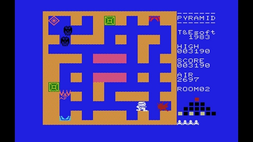 画像ギャラリー No.002のサムネイル画像 / 「EGGコンソール ピラミッド・ワープ MSX」，サソリやコウモリ，ミイラ男と戦いながら，3つの宝箱の中からダイヤを見つけ出せ