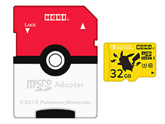 モンスターボール柄とピカチュウ柄のmicroSDカードがHORIから登場。Splatoon 2デザインのショルダーポーチも