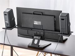 スピーカーをディスプレイの両脇に浮かせて置けるVESAマウント取り付け型スタンドがサンワサプライから