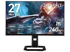 Mini LEDバックライト採用の27型1440p液晶ディスプレイ「GR2724ML-BK」が「GRAPHT STANDARD」から登場