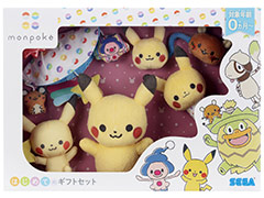 ポケモン公式ベビーブランド「モンポケ」から,誕生から成長に合わせて遊べるおもちゃ4種の入ったギフトセットが11月5日に登場