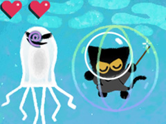 Googleのハロウィン企画で,黒猫・モモがオバケ退治に挑むDoodleゲームが再び登場。2020年版の舞台は海