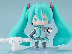 「初音ミク」と「シナモロール」が一緒にねんどろいどになって登場。にっこり顔,ウィンク顔など3種の表情がかわいいコラボ商品