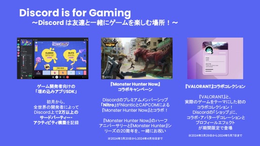 画像集 No.005のサムネイル画像 / Discordのプロダクト「クエスト」に関するプレゼンをレポート。ゲーム企業がスポンサーとなり，ゲームを配信したプレイヤーに報酬が提供される新たなプロモ手法